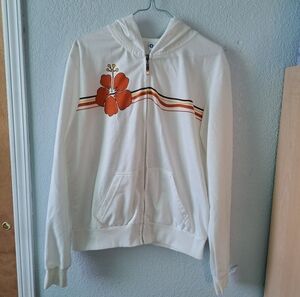 White Hawaiian Floral Zip-Up Hoodie
